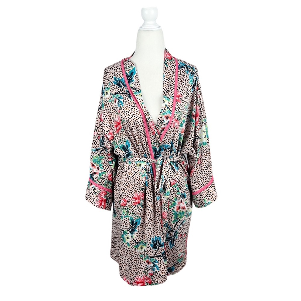 In Bloom by Jonquil Short Leopard and Floral Print Robe